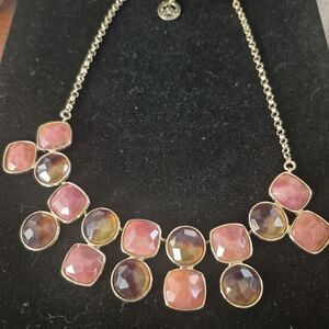 Crown Trifari Pink And Gold Necklace 16"